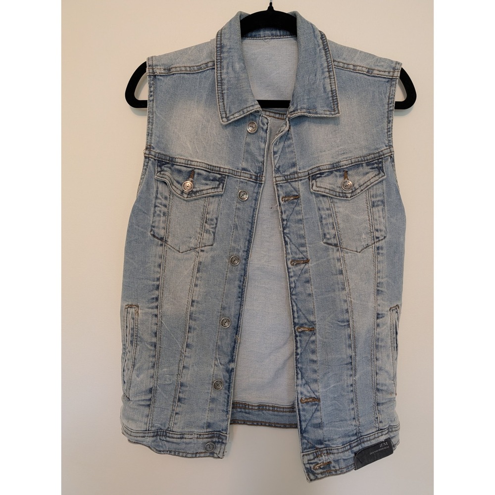 Zara Man Sleeveless Denim Trucker Vest Light Wash Jean Jacket Cutoff (fits S/M)